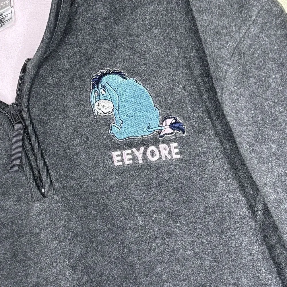 Disney Store Fleece Sweatshirt Jacket Womens XXL Gray Winnie The Pooh Eeyore‎